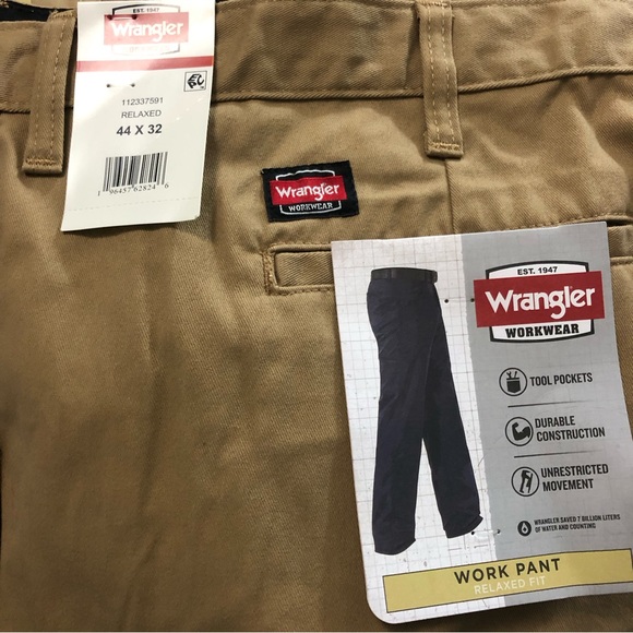 Wrangler Workwear Pants 44x32 Brown Men Relaxed Fit Work Khaki Tool Pockets - Picture 7 of 8
